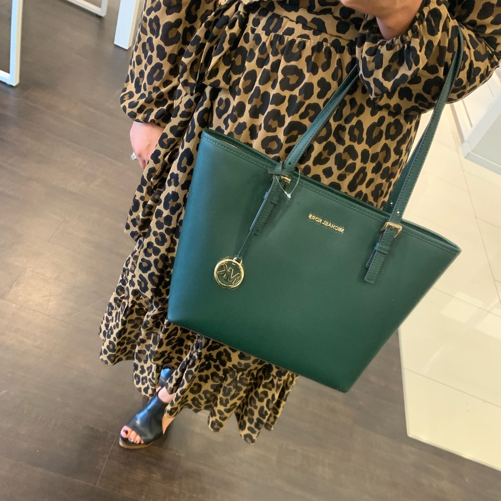 Michael Kors Jet Set Tote Dark Green holidaycolor